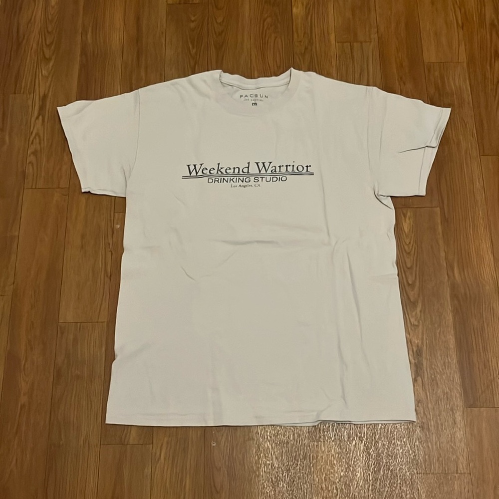 Pacsun Weekend Warrior drinking studio beige Graphic Tee